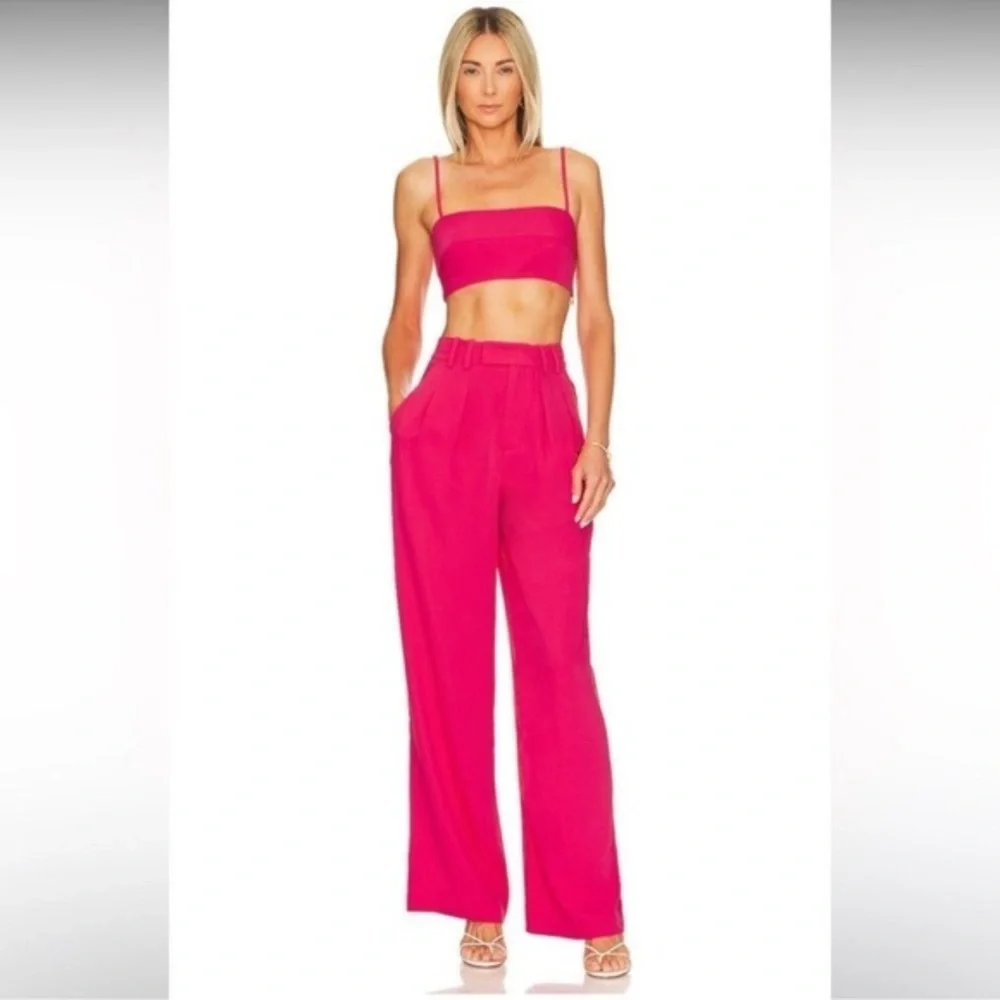 L'Academie Alise Trouser in Fuchsia Pink Size M High Rise Wide‎ Leg NWT
